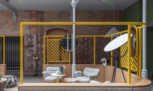 The bar area at aparthotel and co-working space Whitworth Locke, Manchester, UK.