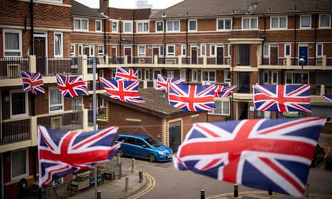 Union jack flags on display on the Kirby estate in south London.