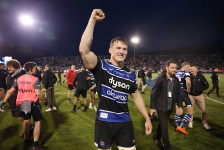 Bath’s Ted Hill celebrates beating Bristol