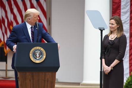 Donald Trump with Amy Coney Barrett in 2020.