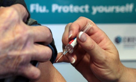 A patient receiving the flu jab