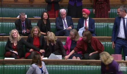 Rosie Duffield is comforted after delivering her domestic abuse speech to the House of Commons