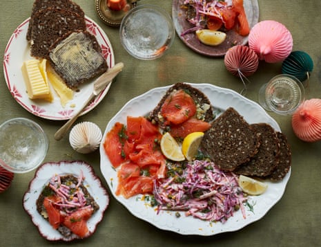 Thomasina Miers’ celeriac beetroot remoulade with smoked trout.