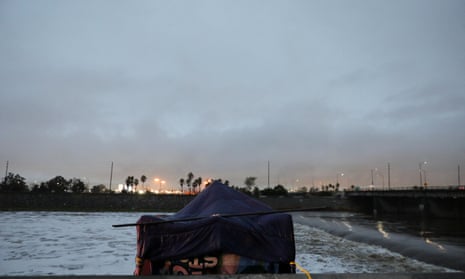 Tropical Storm Hilary arrives in CaliforniaTents belonging to homeless people are seen along the Los Angeles River in Long Beach as Tropical Storm Hilary makes its way through Southern California, U.S. August 20, 2023.