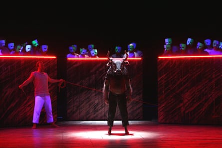 John Tomlinson (The Minotaur) and Johan Reuter (Theseus) in The Minotaur by Harrison Birtwistle at the Royal Opera House in 2008.