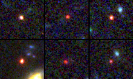 The six candidate galaxies, based on observations by Nasa's James Webb space telescope