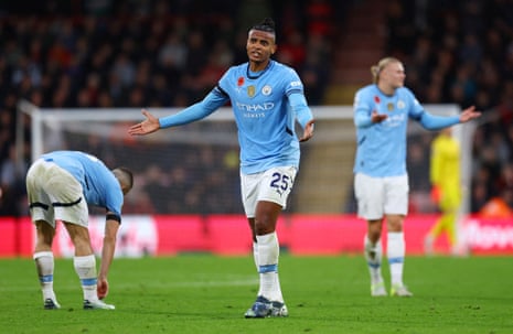 Manchester City’s Manuel Akanji reacts after defeat by Bournemouth