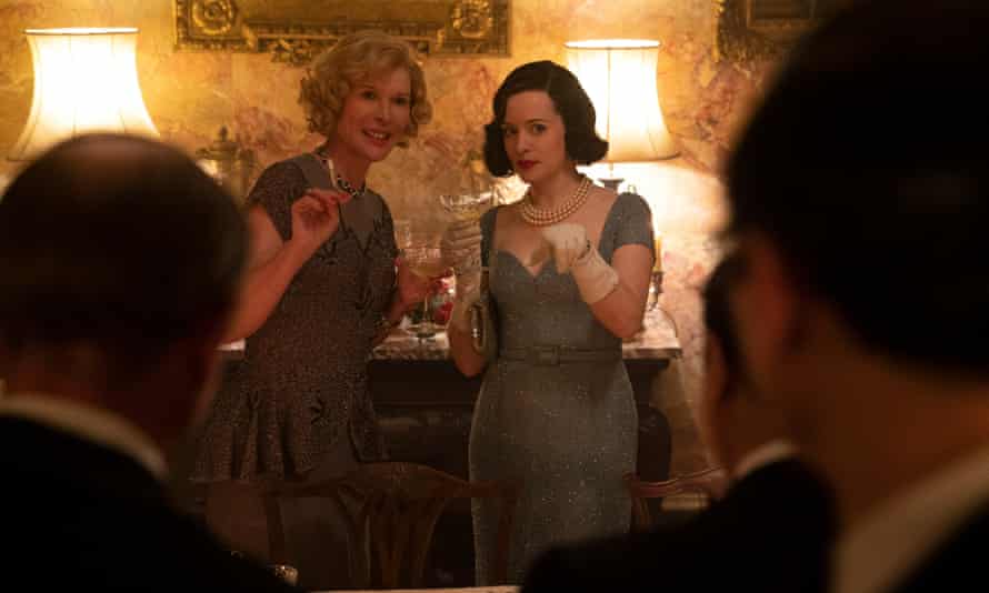 Julia Davis as Maureen Marchioness of Dufferin and Claire Foy as Margaret in A Very British Scandal.