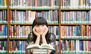 Woman in library