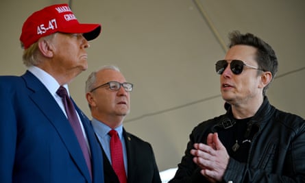 Donald Trump and Elon Musk in Brownsville, Texas, on 19 November.