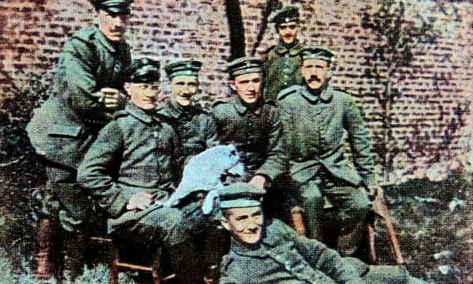 Adolf Hitler (seated, far right) in 1916.