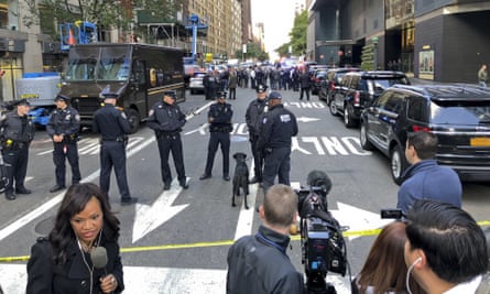 Police outside CNN’s offices in New York.