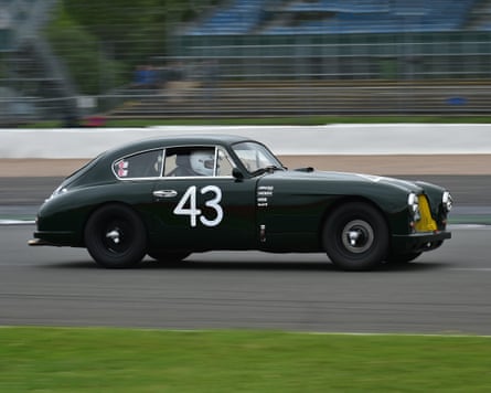 Verhofstadt races his Aston Martin  in the Silverstone Classic, 2017.