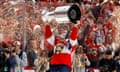***BESTPIX*** 2024 Stanley Cup Final - Game Seven<br>SUNRISE, FLORIDA - JUNE 24: Aleksander Barkov #16 of the Florida Panthers lifts the Stanley Cup after Florida's 2-1 victory against the Edmonton Oilers in Game Seven of the 2024 Stanley Cup Final at Amerant Bank Arena on June 24, 2024 in Sunrise, Florida. (Photo by Joel Auerbach/Getty Images) ***BESTPIX***