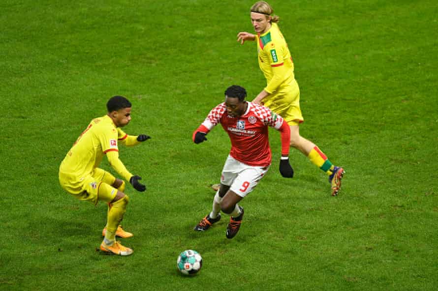 Jean-Philippe Mateta during Mainz’s Bundesliga game against Cologne last December.