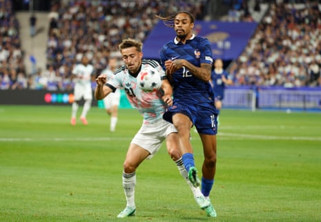 Bradley Barcola in action for France during the Nations League.