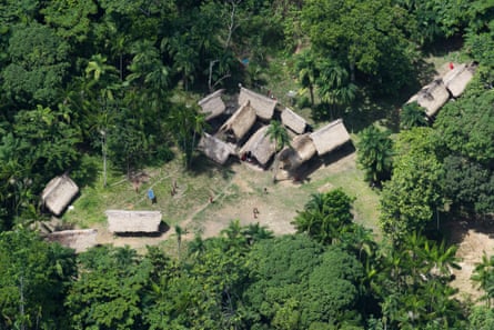 Aerial view of the indigenous Waiimpi people inside the Tumucumaque Mountains National Park,in Amapá.