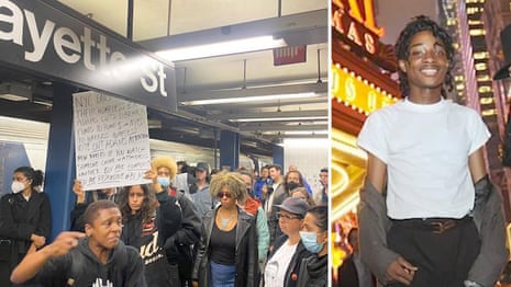 Jordan Neely: crowds protest in New York after death of man on subway train – video