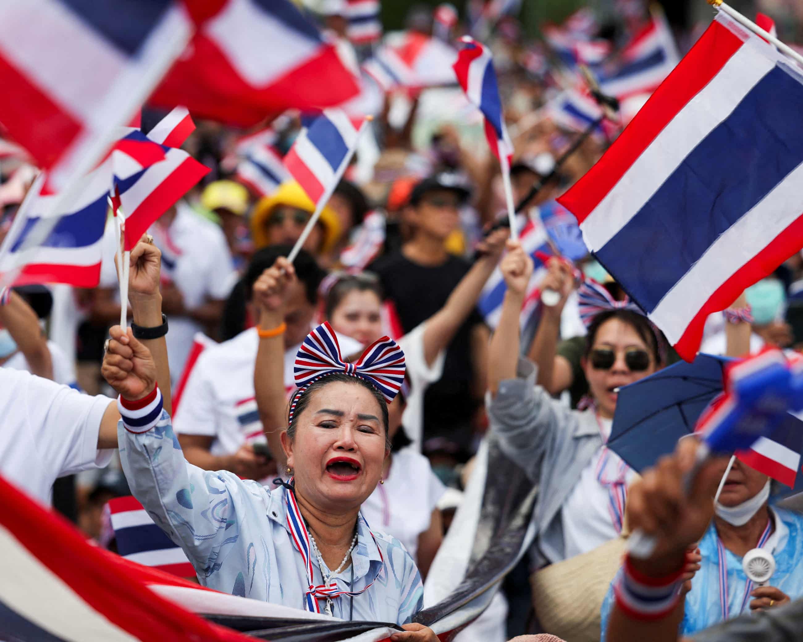 Protesters in Bangkok demand resignation of prime minister over leaked phone call
