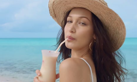 Screengrab from an advert for Fyre Fest, featuring model Bella Hadid.