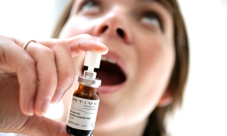 Woman with Sativex oral spray