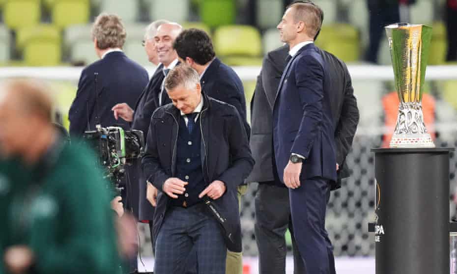 Ole Gunnar Solskjær after collecting his medal on a night when he again delayed making substitutions.