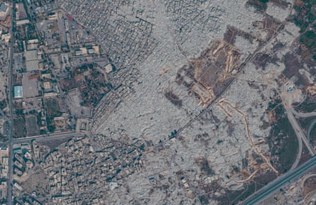 A satellite view of destruction in the Qaboun neighbourhood of Damascus.