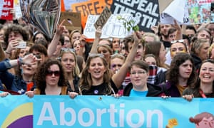 Pro-choice protesters marching through Dublin