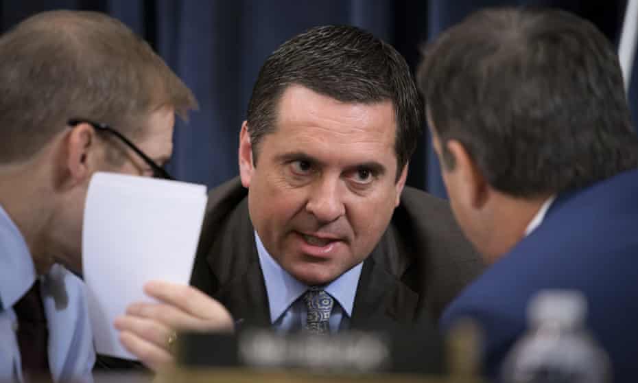 Devin Nunes speaks with colleagues during Donald Trump’s first impeachment hearings in 2019.