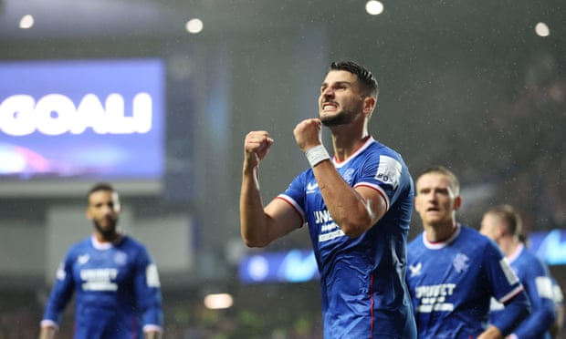 Antonio Colak after scoring Rangers’ first-half equaliser