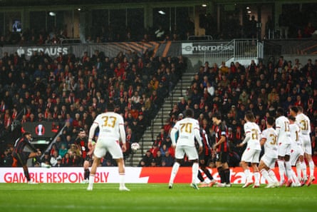 Amine Adli scores a free-kick.