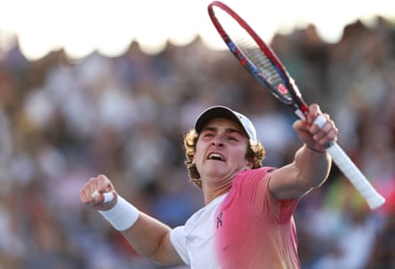 Fonseca celebrates a point during his second round victory against Lorenzo Sonego at last year’s Australian Open