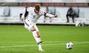 Germany’s Timo Werner scores their first goal.