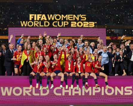Spain’s squad celebrate winning the 2023 Women’s World Cup