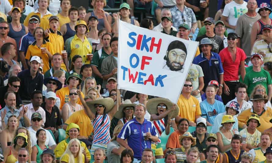 England supporters hold up a banner in tribute to Monty Panesar during an ODI against Australia in Sydney in 2007
