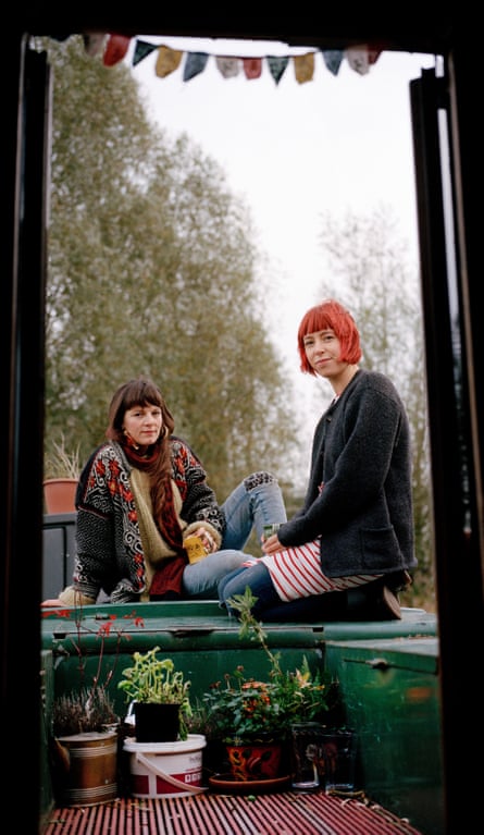 Zoë Padley and Danielle Lovett on one of their houseboats in Manchester