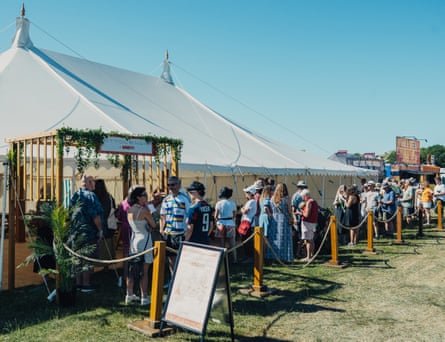 People queueing for Togather’s Ottolenghi three-course dining experience at Love Supreme festival.
