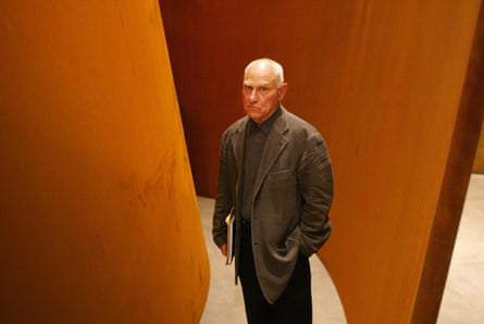 US sculptor Richard Serra poses in front of one of his works