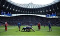 The players warm up under at Tottenham Hotspur Stadium ahead of the European Champions Cup final - between Leinster and Toulouse.