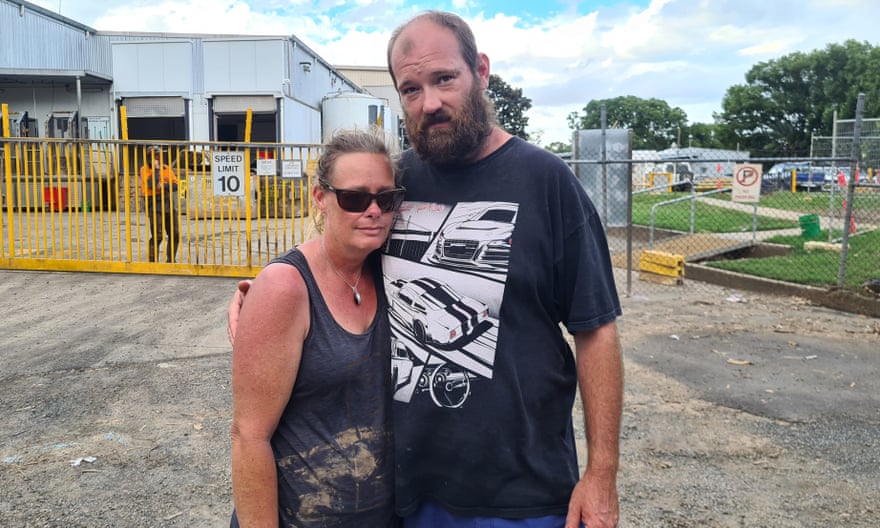 Marcus and Leonie Bebb lost their home in the floods. ‘We copped the brunt of it … from left, right and centre.’