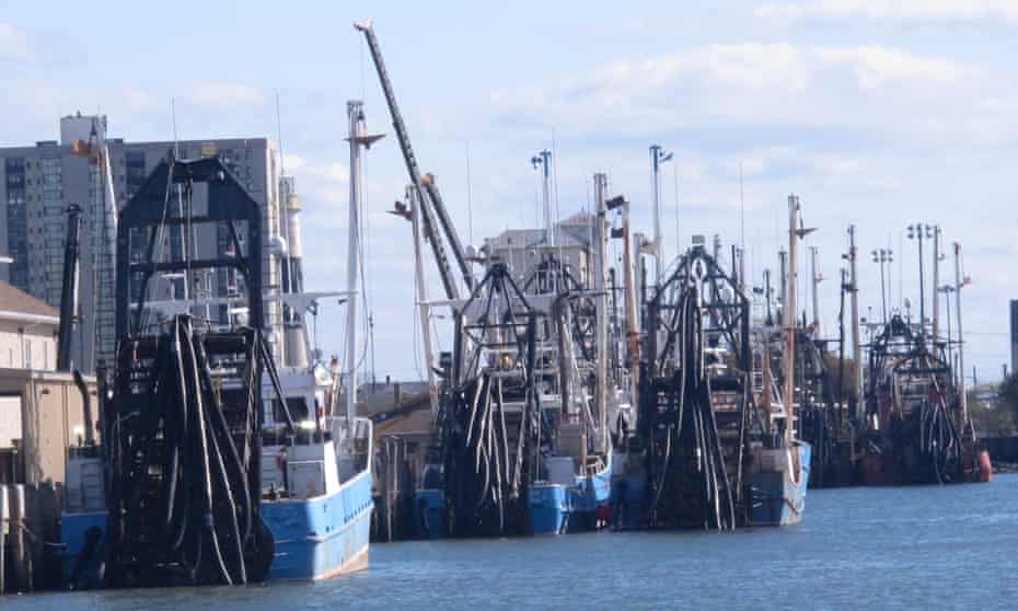 Commercial fishing boats docked in Atlantic City, New Jersey.