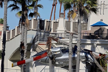 The wreckage of the helicopter
