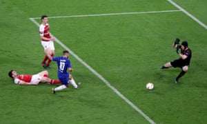 Chelsea’s Eden Hazard scores their fourth goal.