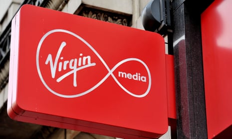 Virgin Media sign on high street shop
