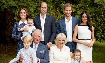 Happier times: a family portrait to mark Prince Charles’s 70th birthday in late 2018.