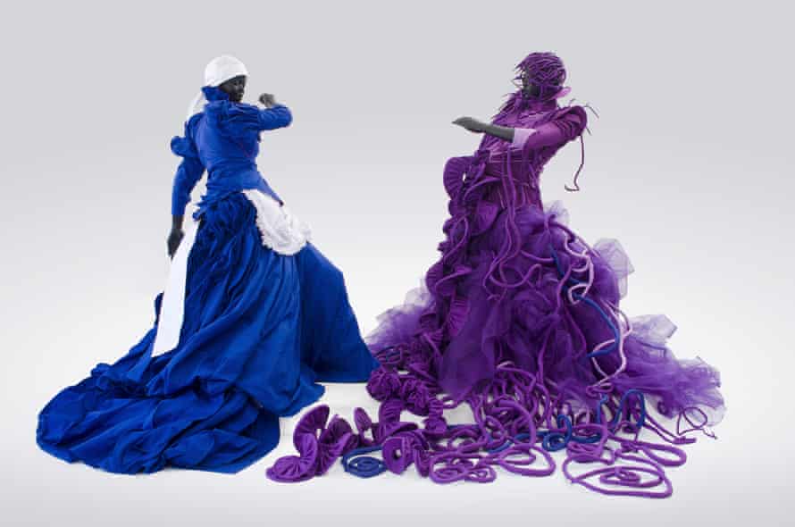 Mary Sibande's A Reversed Retrogress: Scene 1 (The Purple Shall Govern) (2013).