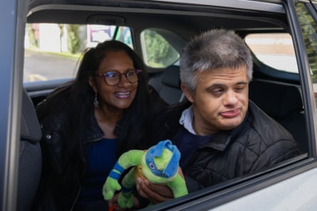 Sylvaine Moses and her son Jamie at the drive-In