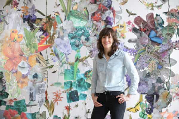 Börsch in fornt of one of her installations at her studio