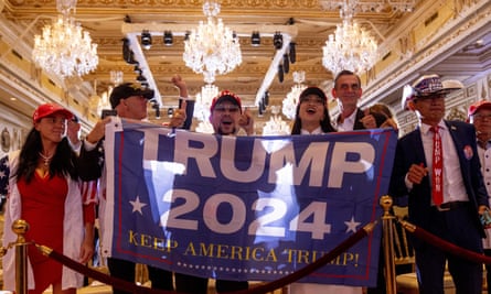 Supporters cheer after Trump announced he would run for president for a third time in Mar-a-Lago, Florida.