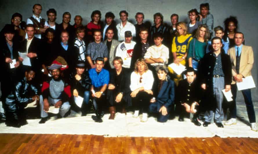 Marylin (yellow top) in the famous Band Aid photograph.